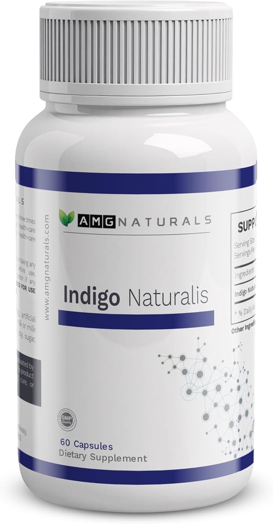 Indigo Naturalis - 60 קפסולות של Pure Indigo Naturalis עם No Binders, No Fillers, No Excipients, No Preservatives - Whole Herb