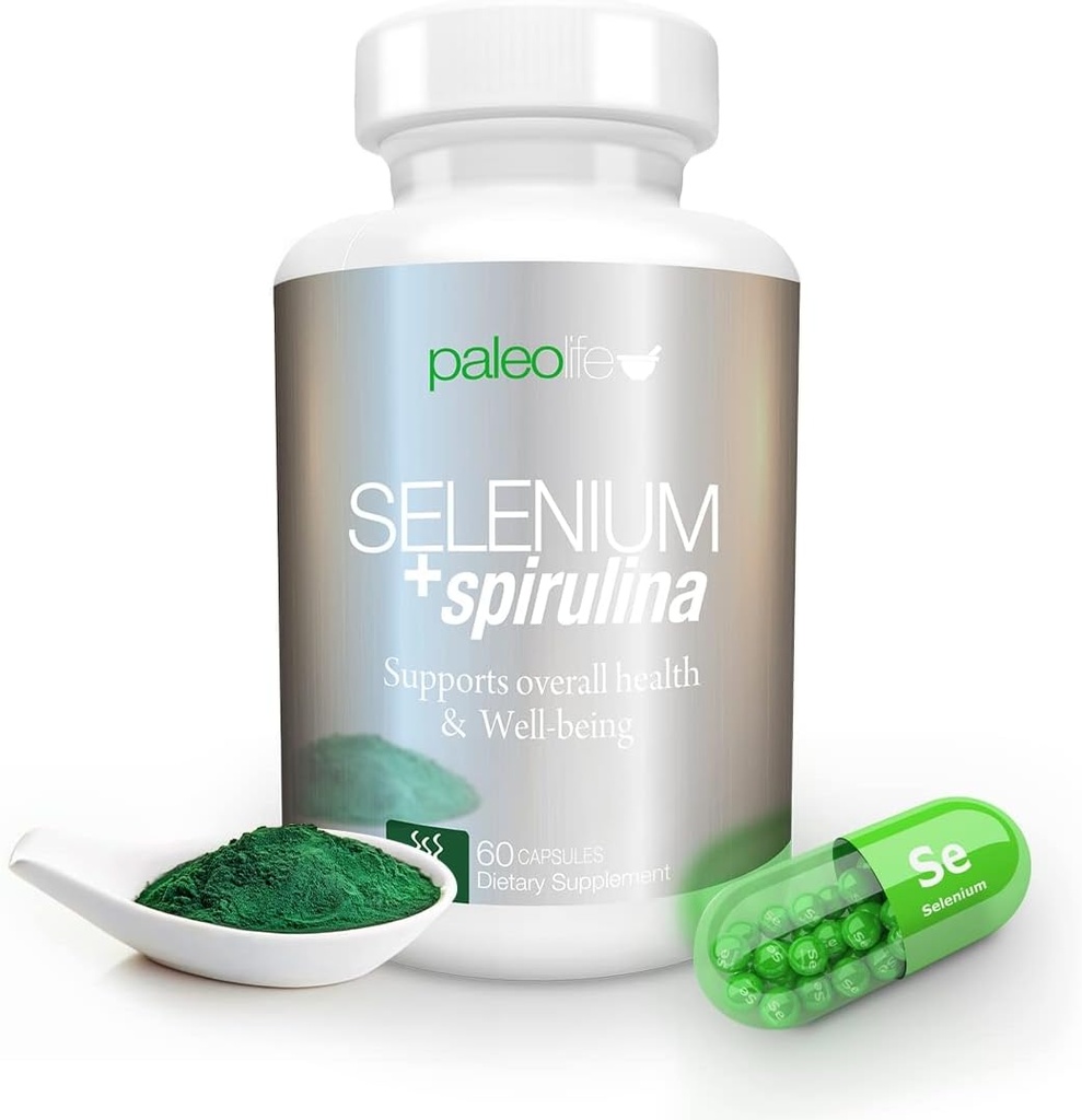 Boost Concentration, Memory and Energy with Premium Selenium + Spirulina - Premium Antioxidant תוסף עבור תפקוד המוח - 60 יום אספקה (60 קפסולות) - (1-Pack)