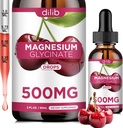 מגנזיום Glycinate תוסף, Magnesium Glycinate נוזל טיפות 500 מ"ג עם Calcium, Zinc, ויטמין B6, D3, L-theanine, אומגה 3 לשינה, Mood, Stress Relief, העצם, שריר, Cherry Flavor