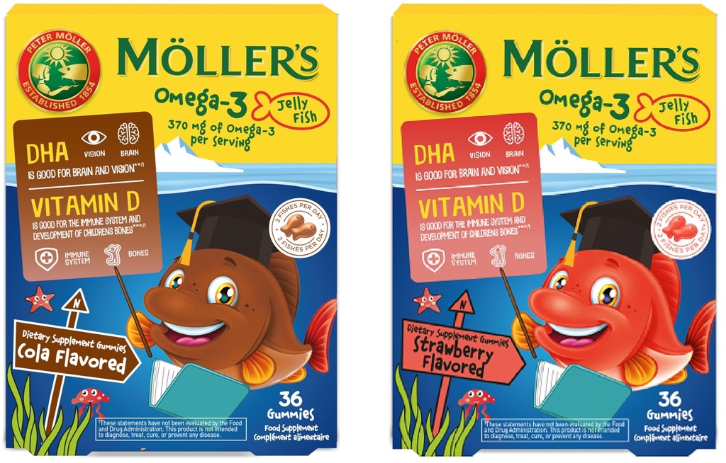 אומגה 3 קפסולות לילדים | אומגה 3 טבעית עם DHA ו-EPA | Easy to Chew, No Gluten, Lactose and Sugar Pack של 72 | Cola & Strawberry Flavour