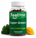 Super Greens Gummies - ירוק Superfoods תוספת עם Spinach, ברוקולי, Kale, Beet Root, Elderberry לתמיכה בתחמושת - פירות וירקות תוספת - Watermelon Flavor, 60 מסטיקנים