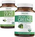 אוליב Leaf Extract and Organic Super Greens (4-Month Supply) Pure Plant Power Bundle of Olive Leaf Extract (120 קפסולות) Super Power & אורגני Super Greens (180 Tabets) אורגני Superfood