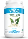 Vega חלבון וGreens Vanilla (25 משרתים, 26.8 Ounce) - אבקת חלבון צמחי טבעונית המבוססת על שקד, Gluten Free, non Milk, non GMO