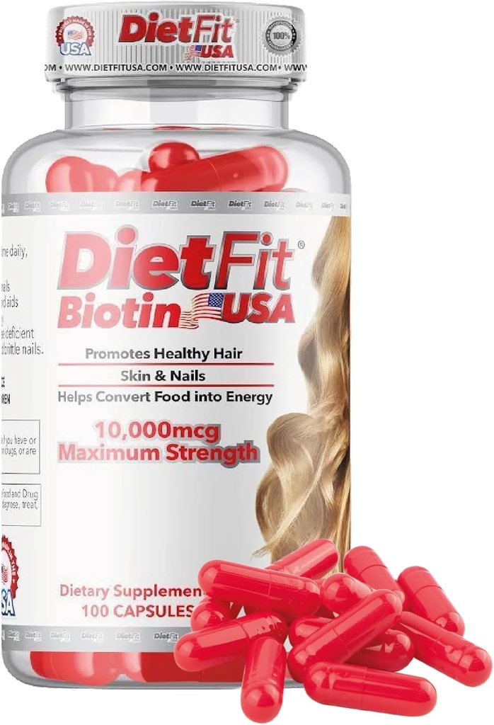DIETFIT | Biotin 100 קפסולות | שיער רדיאנט, עור וציפורים פורמולה | Energyzing Foodsent בלנדרה | Advanced Beauty Support | Easy Daily Use