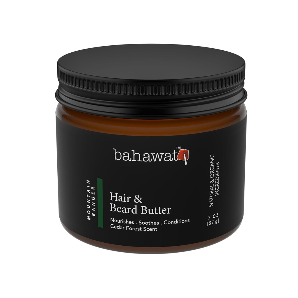 BAHAWAT Hair & Beard Butter for Men Leave-in Conditioner - ניחוח Cedar Forest - חיזוק & Soften - Made in USA - Organic Natural Ingredients | The Best Beard Butter - 2 oz.