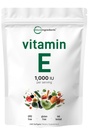 Micro Ingredients ויטמין E 1000IU, 240 Softgels | Pure ויטמין E שמן גלולות | תוספי Antioxidant לעור, פנים, לב, בריאות החיסון | Non-GMO, Gluten Freeten