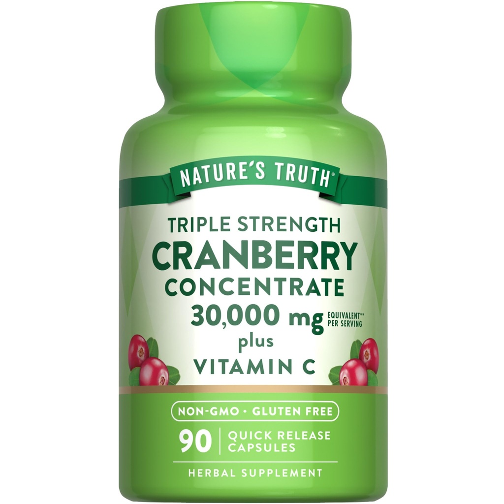 האמת של Nature's Truth Cranberry Concentrate Pills 30,000 מ"ג | Plus ויטמין C | תוספי תמיכה משולשים