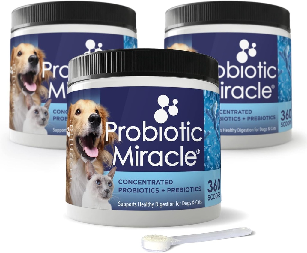 NUSENTIA Probiotic Miracle for Dogs and Cats (3 Bundle) Save $13. ביטול שלשולים, Constipation, Red Stool, Yeast ועוד. מיוצר בארה"ב. GMP מוסמך