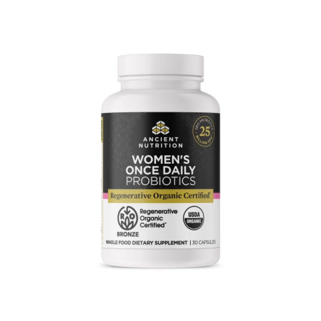 תזונה עתיקה רגנרטיבית אורגני מוסמך Probiotics לנשים, Probiotics Women's Once Daily, for Healthy Digestion and Immune System Function Support, 25 מיליארד CFUs* Per Serve, 30 Count Count