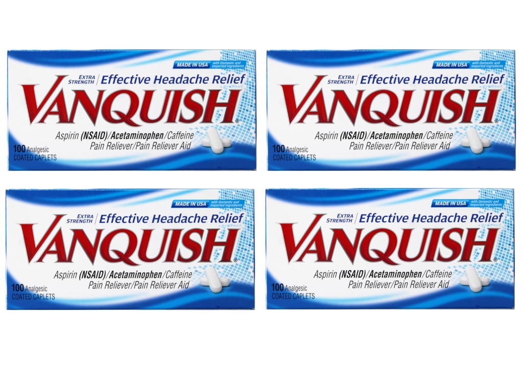 Vanquish תוספת כוח כאב Reliever Caplets, 4 Count
