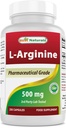Best Naturals L-Arginine 500 מ"ג 250 קפסולות - תוסף פרמצבל L Arginine מקדם סינתזה תחמוצת חנקנית