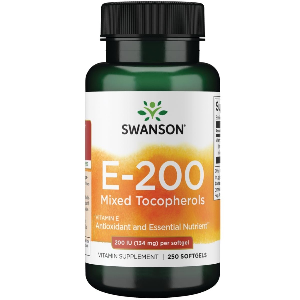 סוונסון ויטמין E מעורב Tocopherols 200 Iu (134 מיליגרם) 250 Sgels