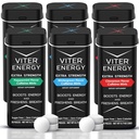Viter Energy Extra Power Caffeinated Mints 80mg Caffeine, B ויטמינים, סוכר חינם (Variety, 20pcs, 6 Pack)