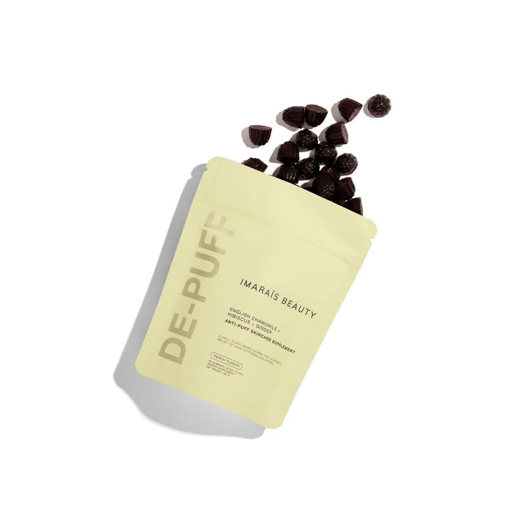 IMARAÏS Beauty by Sommer Ray Depuff Anti-Bloat Gummy - אנגלית Chamomile, Hibiscus, ג'ינג'ר - תומך בבריאות העור, Gut Health, Skin Bloat & Puffiness - סוכר חינם, PETA-Certifiedifiedified.