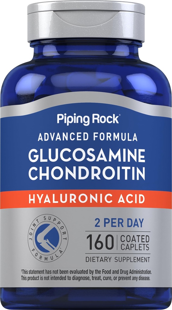Piping Rock Glucosamine Chondroitin עבור נשים וגברים | 160 Caplets | תוספת עם Hyaluronic Acid