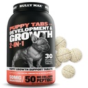 Bully Max 2-in-1 Puppy ויטמינים - 30 טבליות Chewable לפיתוח וצמיחה של Puppies - כלב טיפול, ויטמין & תוספי מזון לכלבים קטנים & גדול Breed גדל Pups - יכול לשמש מזון Topper