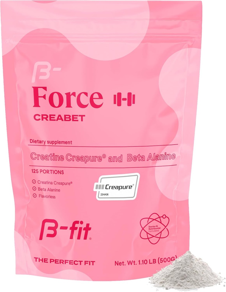 Creabet Creatine Monohydrate לנשים - Creapure - אבקת Creatine Monohydrate עם Beta-Alanine 500g - תוספת עבודה מוקדמת - 125 משרתים +4 חודשים אספקה - Unflavored