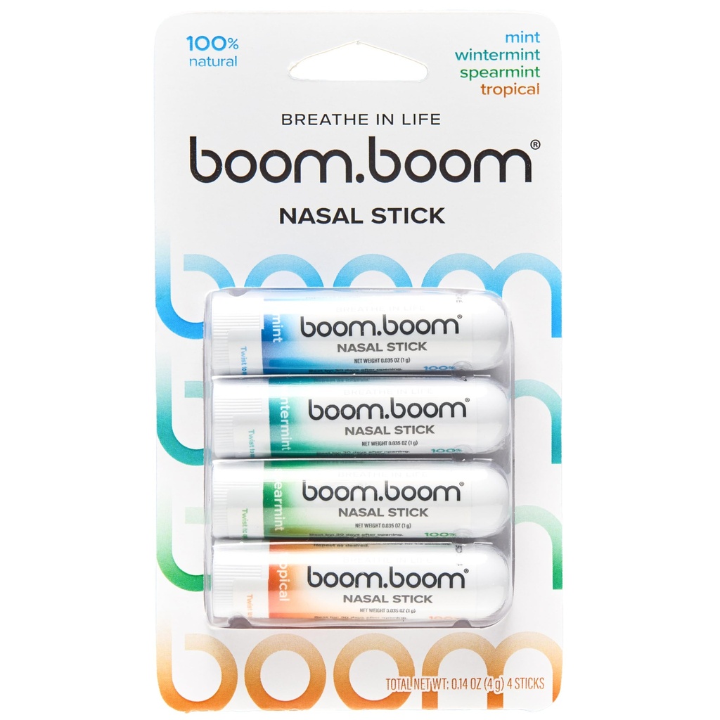 בוםבום נסאל Stick | Vapor Flow Technology | Coolמרעננים Sensation | Natural Mood Boost | Simple Ingredients | Essential Oils + Menthol Inhaler (Mint, Wintermint, Tropical, Spearmint)