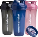 Smartshake Glossy 3Pack Lite חלבון Shaker 800 מ"ל | 27 oz - Leakהוכחה Screw-on Lid - BPA Free - Unisex - (Black, Deep Rose, הצי הכחול)