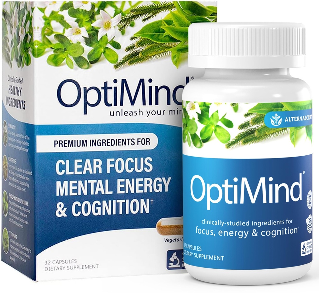 Optimind Bacopa Monnieri Brain תוסף זיכרון ומקד, nootropics עם Phosphatidylserine, Huperzine A, Non-GMO, קלינית למד Ingredients, 32 קפסולות