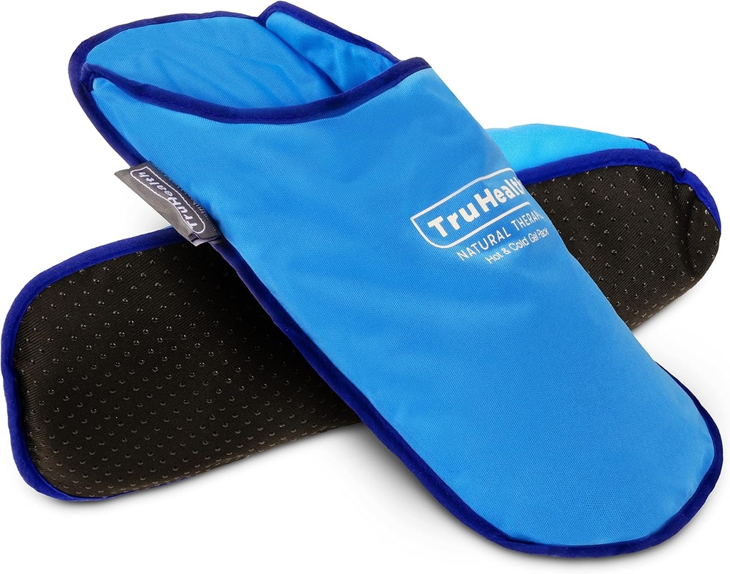 Ice Pack Slippers for Neuropathy Relief - 1 Pair, Blue Vinyl Gel - Ice Pack Wraps & Cold Slippers for Swollen Feet - Hot & Cold Therapy for Plantar Fasciitis & Burning Sensation
