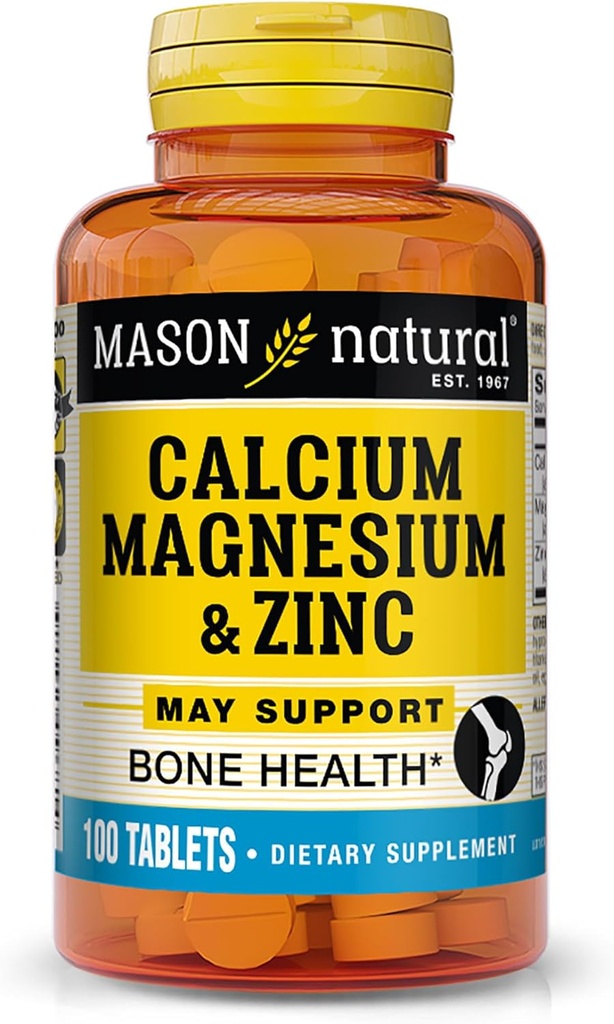 מייסון Natural Calcium Magnesium & Zinc, 100,Day Supply Supply, תומך מערכת בריאות העצם נורמלי Immune Booster, 1 Pack
