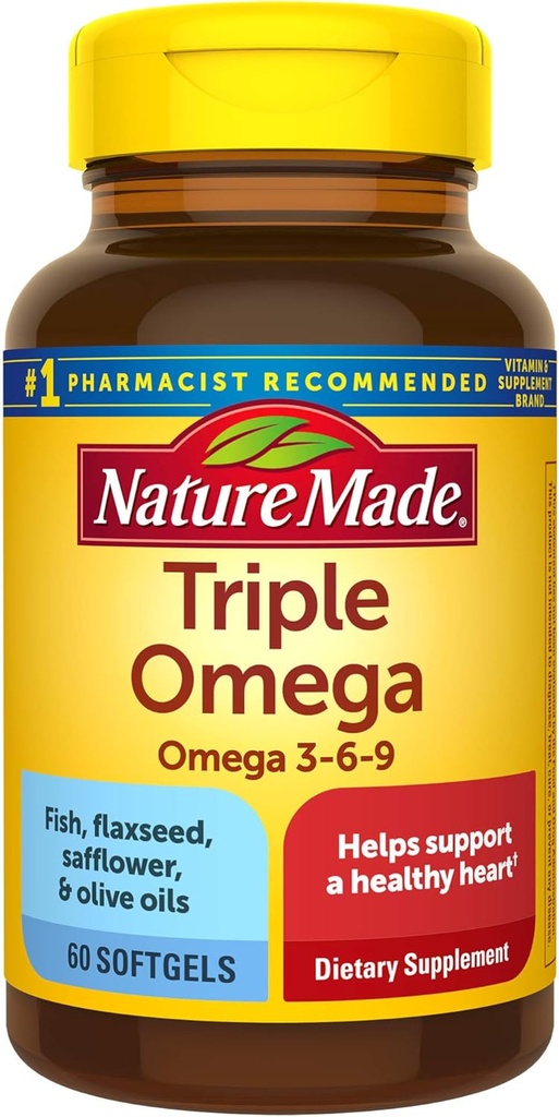 הטבע עשה אומגה 3-6-9, 60 Softgels, אומגה תוספת לבריאות הלב (Pack of 3)