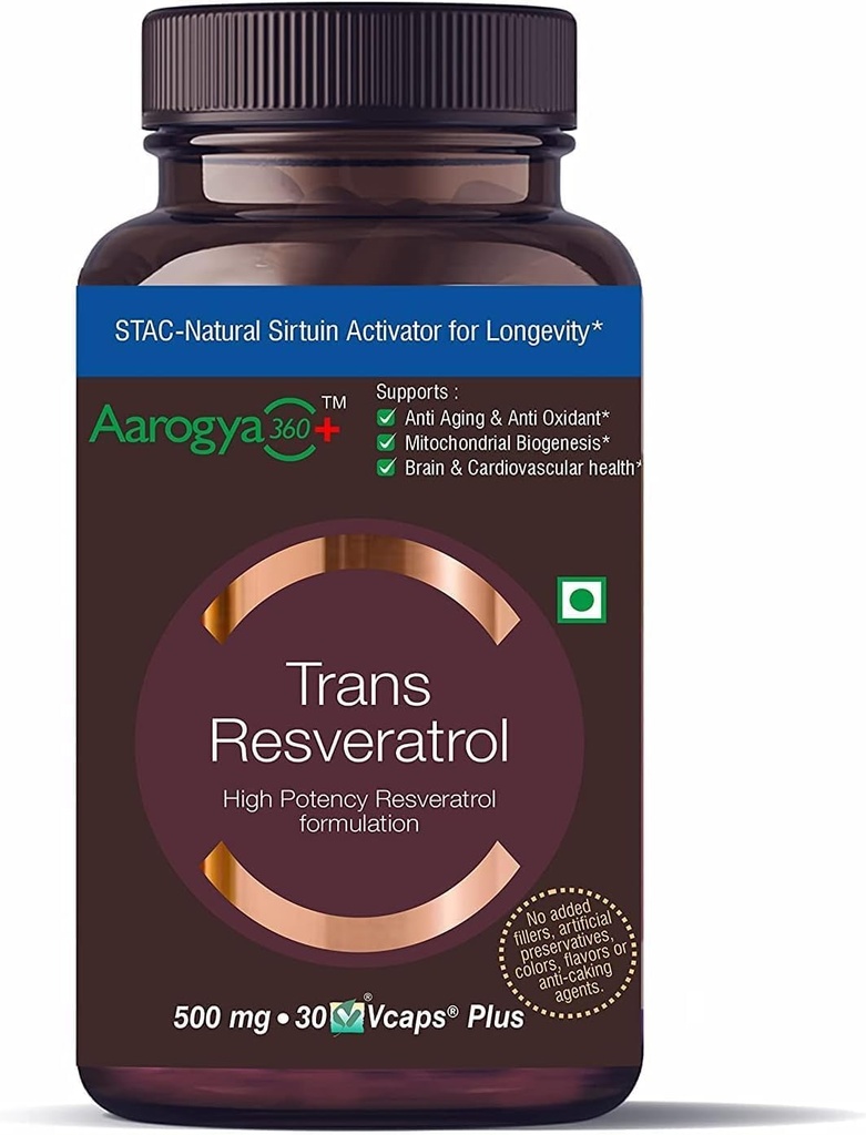 Pure Trans Resveratrol 500 מ"ג עם Bio Perine Anti Aging Skin Care Antioxidant תוספת עבור בריאות הלב & Daily Immune תמיכה 30 Veg כמוסות