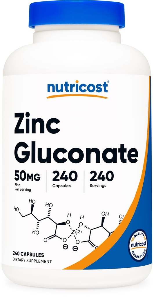מזונות מזינים Znc Gluconate 240 קפסולות צמחוניות (50 מ"ג) - Gluten Free and non-GMO