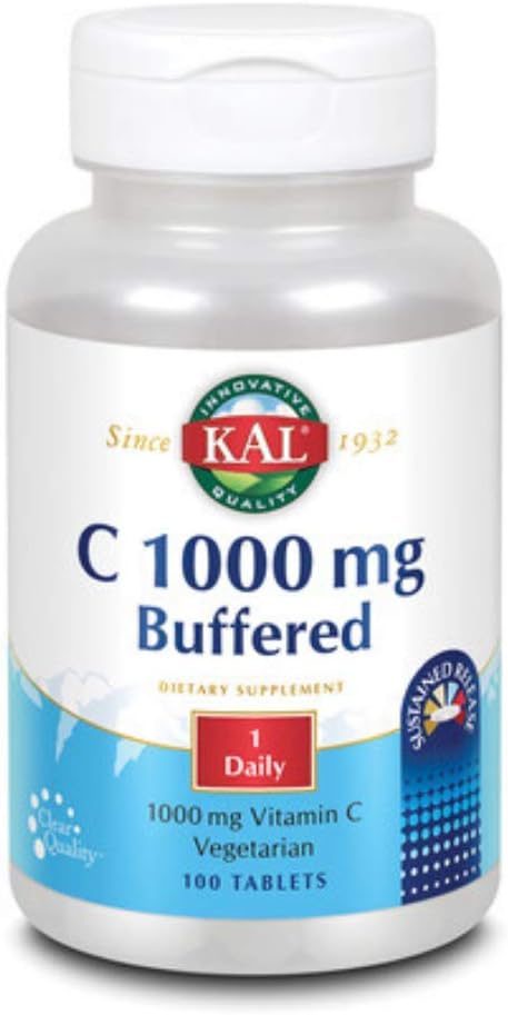KAL ויטמין C Buffered Sustained Release Tablets, 1000 מ"ג, 100 Count