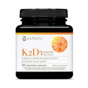 Youtheory K2D3 - Bone & Heart Health Support - משלב ויטמין D3 & ויטמין K2 - חלב, סויה וגלוט חינם - 60 קפסולות צמחוניות