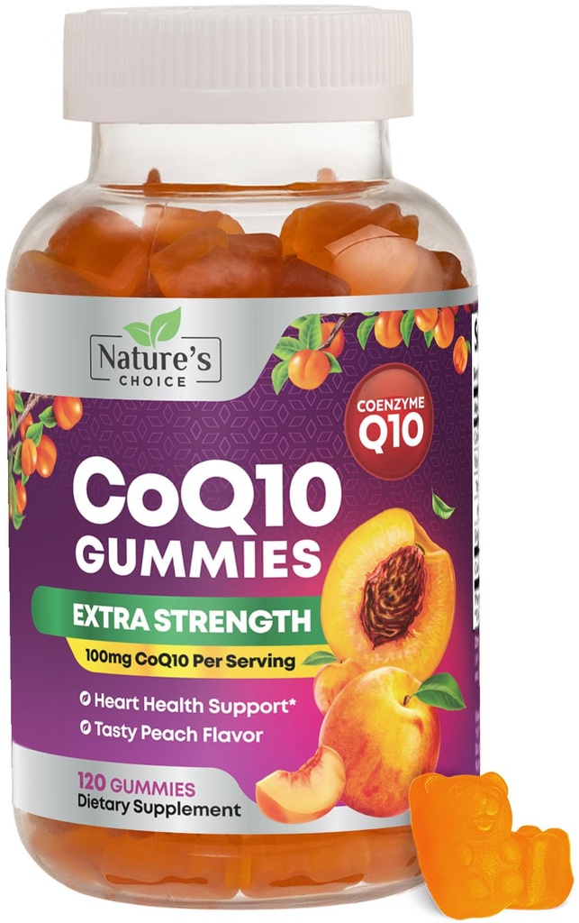CoQ10 Gummies for Adults - Coenzyme Q10 100mg Per Serving - 3X Strength, High Absorption Antioxidant Supplement for Heart Health Support & Energy Production - Co Q10 (Coq 10) Supplements - 120 Gummies