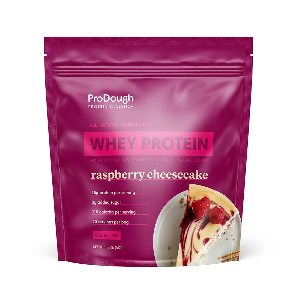 ProDough Gourmet Whey Isolate אבקת חלבון מימן hydrolized עבור Shake Mix - Easy Digest Enzyme, 25g חלבון לשרת, תרכובות טבעיות, Gluten Free, Keto Friendly (Rasberry גבינה)