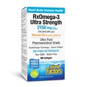גורמים טבעיים RxOmega 3 Ultra כוח - תוספת תזונתית לתמיכה בבריאות המוח והלב - תוספי בריאות העין עם EPA & DHA - תוספת עם אומגה 3 חומצות שומן - 60 Softgels (30 משרתים)