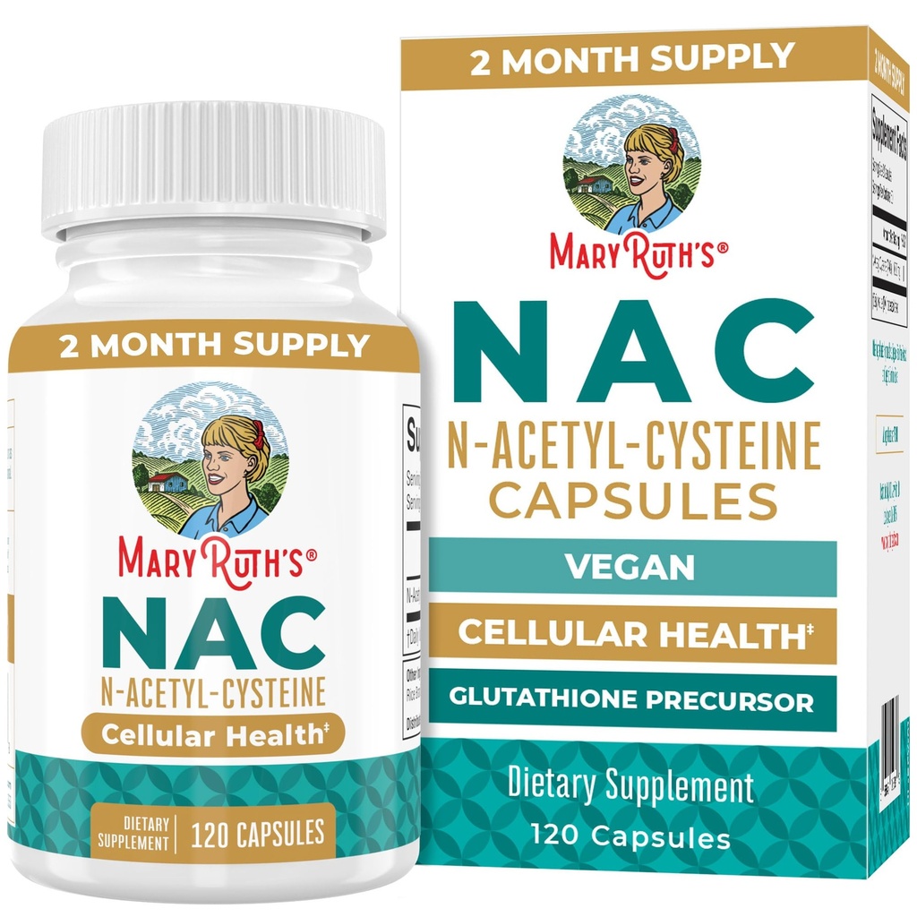 MaryRuth Organics NAC תוסף N-Acetyl Cysteine | 2 חודשים אספקה | NAC 1000 מ"ג עבור קפסולות טבעוניות | Gluthamine Precursor