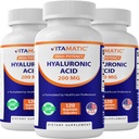 Vitamatic 3 Pack Hyaluronic Acid תוספי 200 מ"ג - תומך בטרימה מחוברת בריאה ופרקים - קידום עור בריא לנוער - Total 360 קפסולות