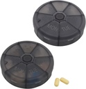 Portable Weekly Pill Productionser 7 Day Pills Container, Round Pill Travel Friendly, Daily Week Pill Reminder Case, BPA-חינם ויטמין, תוסף שמן דגים, מתכנן תרופות (שחור)