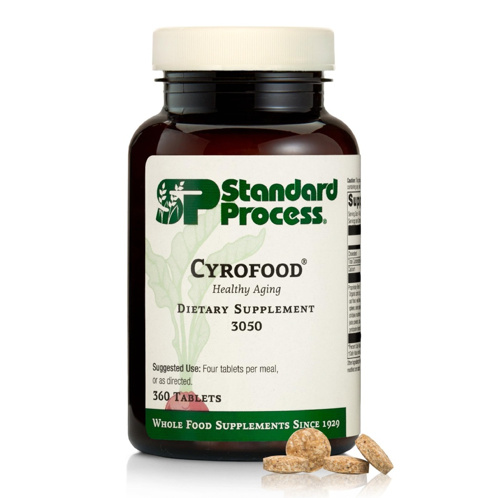 תהליך סטנדרטי Cyrofood - תוספת תמיכה תזונתית בריאה - תוספת תזונתית עם Bovine Adrenal, Reishi Mushroom אבקת, אורגני Carrot & More - Whole מזון מבוסס - 360 טבליות