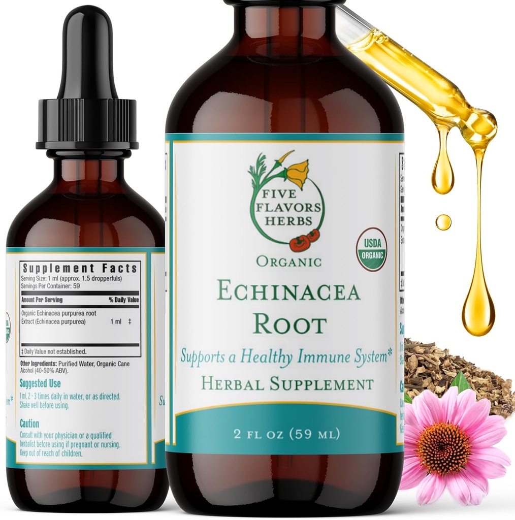 Echinacea Root Tincture - תמיכה במערכת החיסון, עבור Bites, Stings & Wounds, Milky Oat, Herbal תוסף - 2 Fl Oz