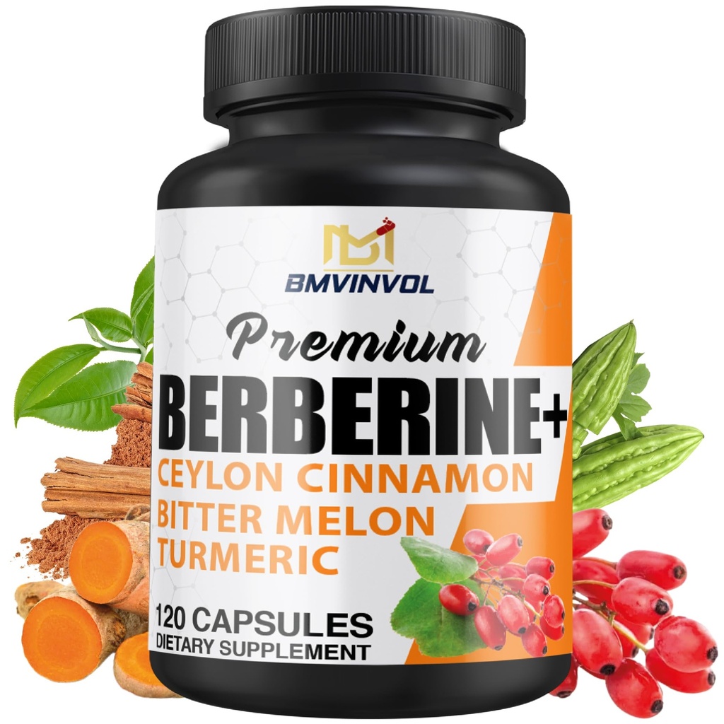 Berberine HCl תוסף, Ceylon Cinnamon ו- Turmeric קפסולות, תה ירוק ו Bitter Melon קפסולות - 120 קפסולות עבור 2 חודשים אספקה
