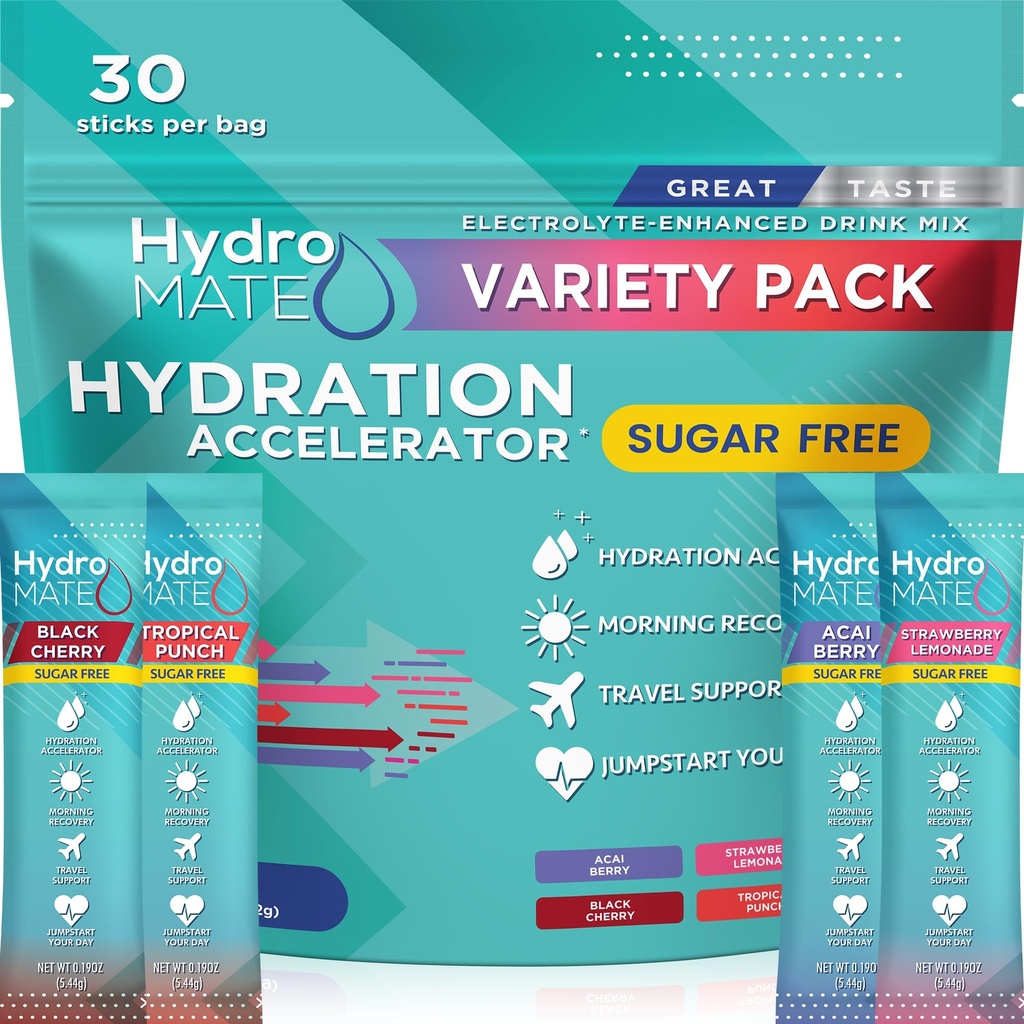 אבקת אלקטרוליט אבקת סוכר-Free hydroMATE 30 Sticks