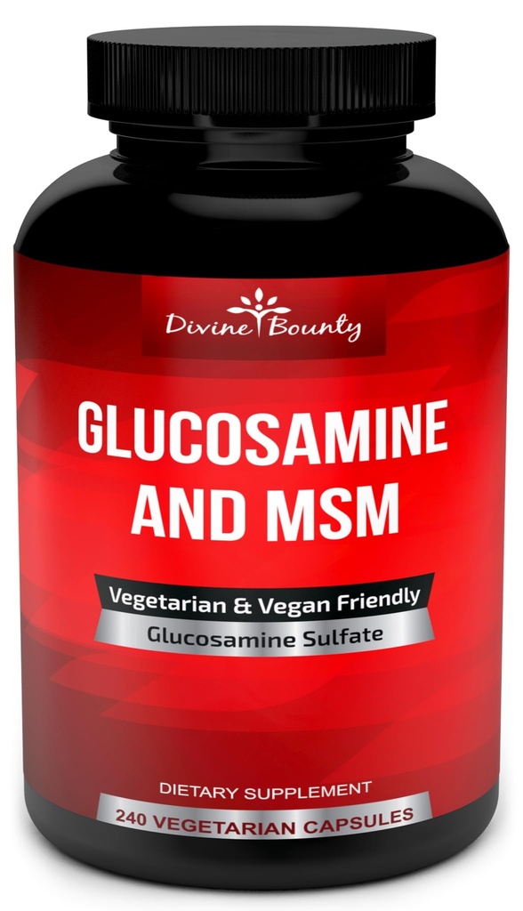 תוסף ה-Bounty Glucosamine Sulfate (2000 מ"ג לכל משרת) עם MSM - 240 קפסולות קטנות צמחוניות - No Shellfish או Harmful Additives