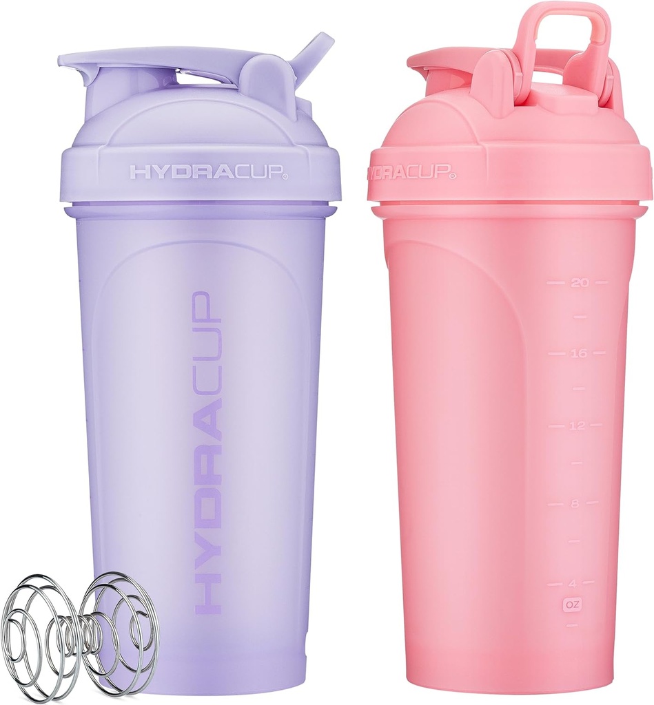 oz Shaker Bottles forחלבון Shakes, Shaker Cups with Ball בלנדר Whisk, Shaker Bottle with Handle, Travel to Go, BPA Free (Pink & Purple, 28oz)