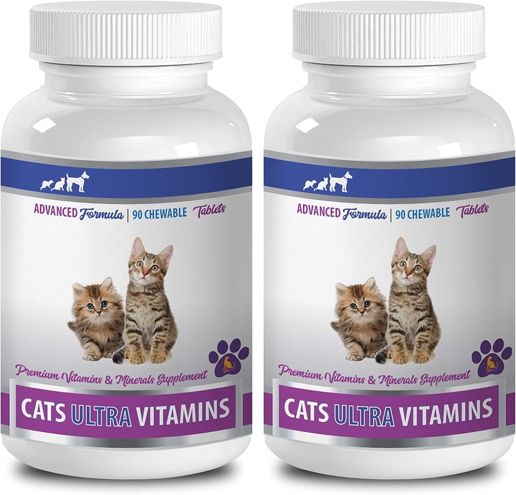 Cat Liver Support - Ultra ויטמינים לחתולים - מינרלים בריאים ווויטמינים פורמולה - צ'ws - Cat Calcium - 2 בקבוקים (180 טיפולים)