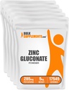 BulkSupplements.com Zinc Gluconate אבקת - Zinc 40 מ"ג, אבקת Zinc - תוספת Znc לתמיכה ב- Immune - Gluten Free, 285 מ"ג לשרת, 5kg (11lbs) (Pack of 5)