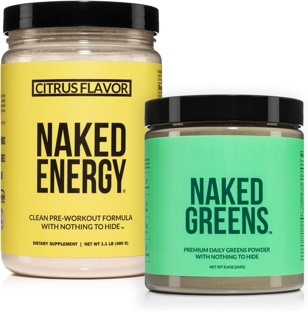 NAKED Vegan Energyzing Bundle Citrus Energy Nutrition Super Greens אבקת ירקות אורגניים