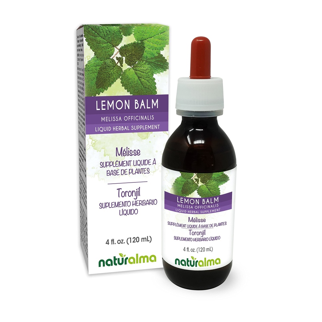 Naturalma Lemon Balm (Melissa officinalis) Leaf-Free Tincture - 4 fl oz Liquid Extracts - Herbal תוסף - טבעוני