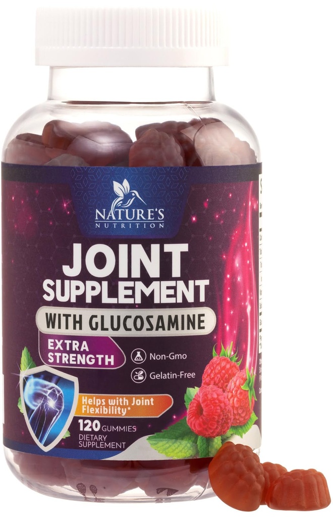 תמיכה משותפת חניכיים Glucosamine Plus ויטמין E - תוסף התמיכה המשותף של הטבע עבור Occasional Discomfort עבור Back, Knees & Hands - Cartilage & Joint Health & Flexibility תמיכה - 120 מסטיקנים