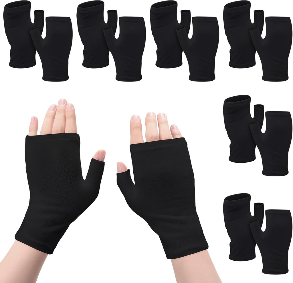 6 Pairsless Eczema Gloves Moisturizing למבוגרים כותנה Overnight יבש ידיים (Black)