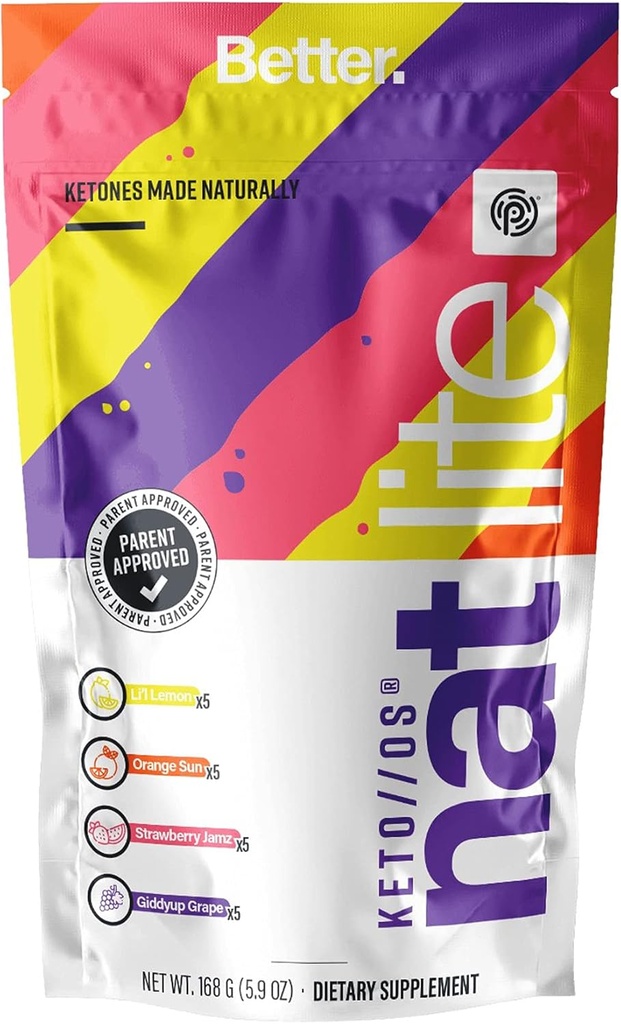 Pruvit Keto /OS® NAT Lite תוסף לשיפור תפקוד המוח, העיכול ו Boosting Metabolism 5.9 OZ - 20 Count
